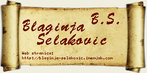 Blaginja Selaković vizit kartica